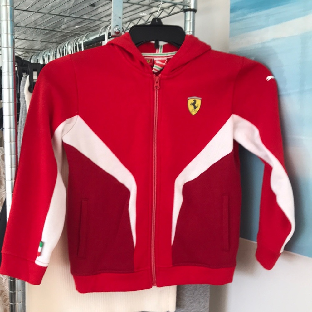 PUMA Ferrari Red and White Hoodie Sweatshirt Jacket